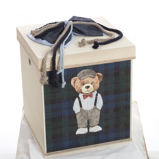 Σετ Βάπτισης Κουτί "Royal Plaid Collection" με Αρκουδάκι 2622