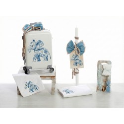 Σετ Βάπτισης Τρόλεϊ "Floral Blue Elephant"