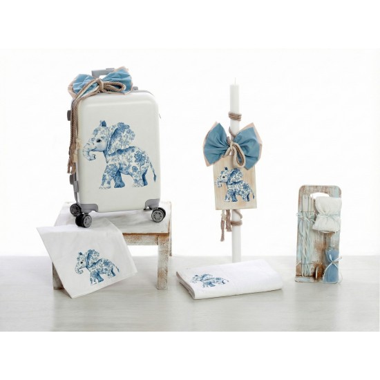 Σετ Βάπτισης Τρόλεϊ "Floral Blue Elephant"