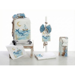 Σετ Βάπτισης Τρόλεϊ "Watercolor Whale & Boat"