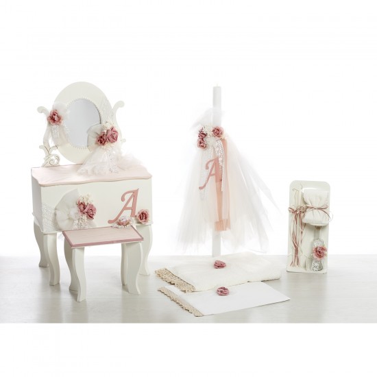 Σετ Βάπτισης Μπουντουάρ "Signature Rose" με Μονόγραμμα