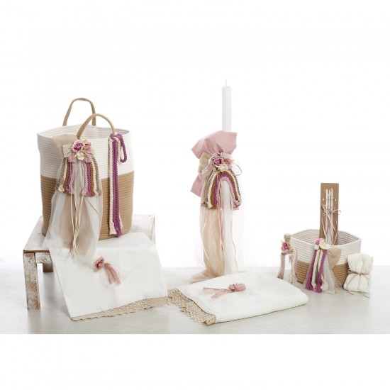 Σετ Βάπτισης Καλάθι "Macrame Rainbow Collection"