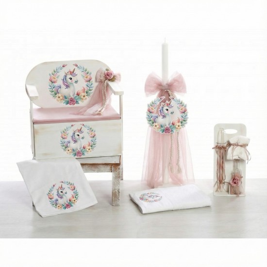 Σετ Βάπτισης Παγκάκι "Floral Unicorn"